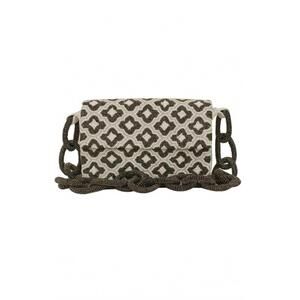 NEW TIANA DESIGNS women's beaded chain link shoulder bag in ivory/pewter clover